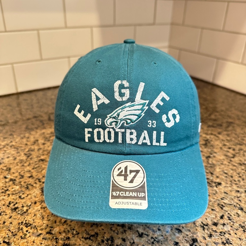Philadelphia Eagles Hat '47 Clean Up Adjustable Teal NFL Football Cap New